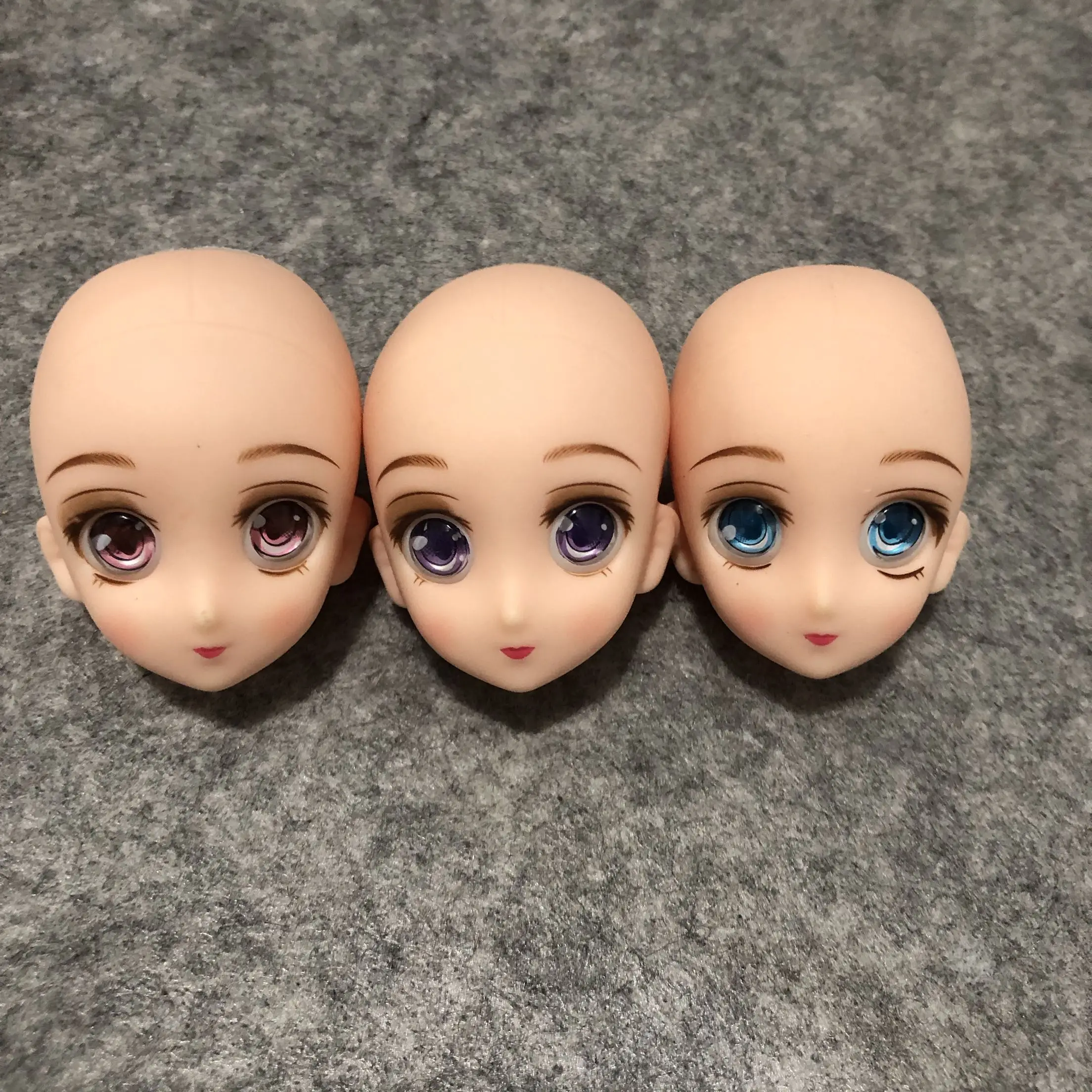 Cute Eyes Quadratic Element Anime Doll Head 1/6 Cake Decor Bald Heads Toy Girl Make Up Learning DIY Planting Hair | Дом и сад