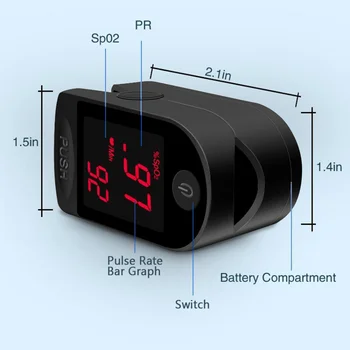 

Finger Pulse Oximeter Blood Oxygen Saturation Monitor 5s Quick Measure & Auto-off Heart Rate Monitor with Lanyard Cloth Bag