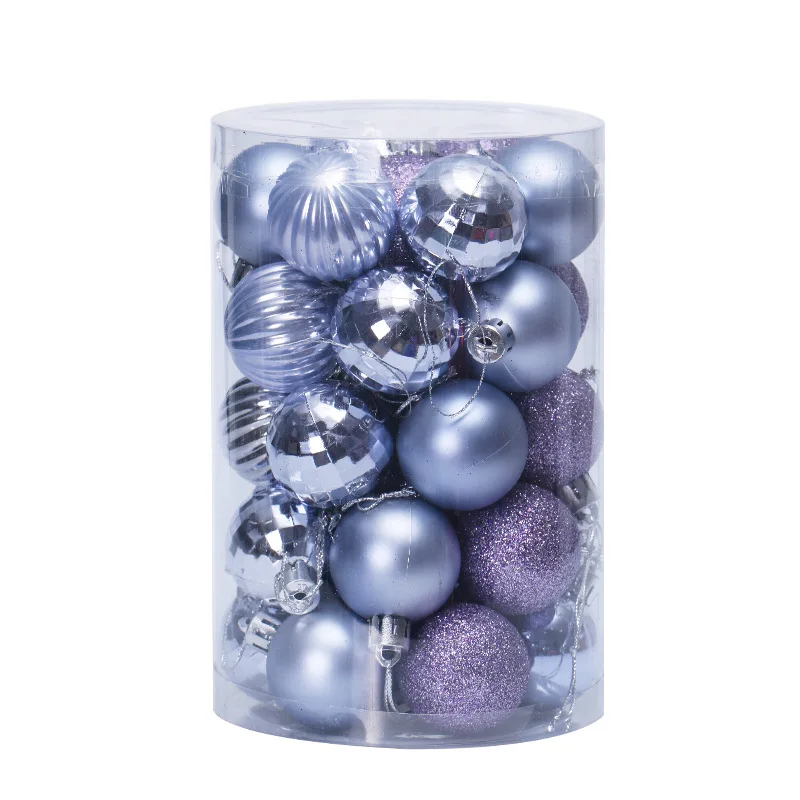 34Pcs 40mm Christmas Tree Balls Small Bauble Hanging Home Party Ornament Decor - Color: Purple