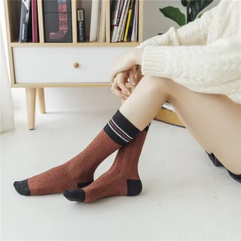 

KingDeng Ankle Winter Cotton Keep Warm Socks For Woman Fall Art Harajuku Aesthetic Striped Fluffy Socks Korean Style Women