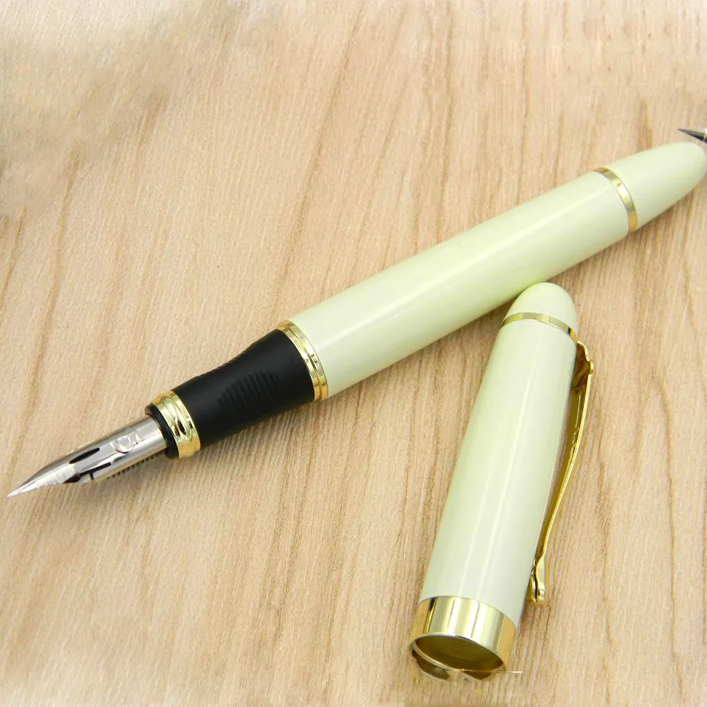 white JINHAO 450 г перо Металл Золотой модифицированный каллиграфия круглый корпус цветок тело английская авторучка - Цвет: white