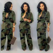 Hirigin Women Fashion Sexy Long Sleeve Button Tie Deep V-Neck Camouflage Loose Jumpsuit Rompers Suits Clubwear Jumpsuits Hirigin Women Fashion Sexy Long Sleeve Button Tie Deep V-Neck Camouflage Loose Jumpsuit Rompers Suits Clubwear Jumpsuits