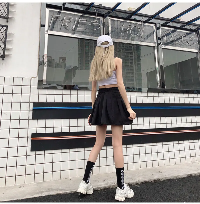 Юбки с высокой талией в Корейском стиле, faldas mujer moda ins, с карманами, Harajuku, Стиль Ампир сафари, весна-осень, новая женская одежда