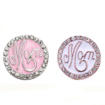 

10pcs/lot New Snap Button Jewelry Oil Painting Crystal Mom 18mm 20mm Snap Buttons Ginger Charms Fit Leather Silver Snap Bracelet