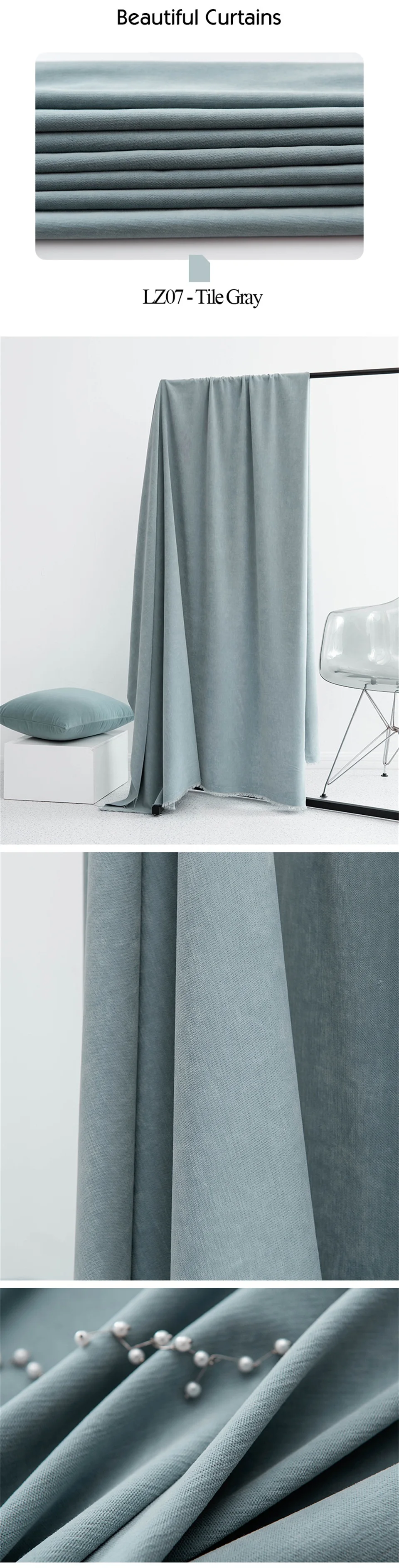 NORNE Modern Super Soft Luxury Velvet Solid Living Room Darkening Curtain for Bedroom Insulating Windows Panel Drapes Blinds