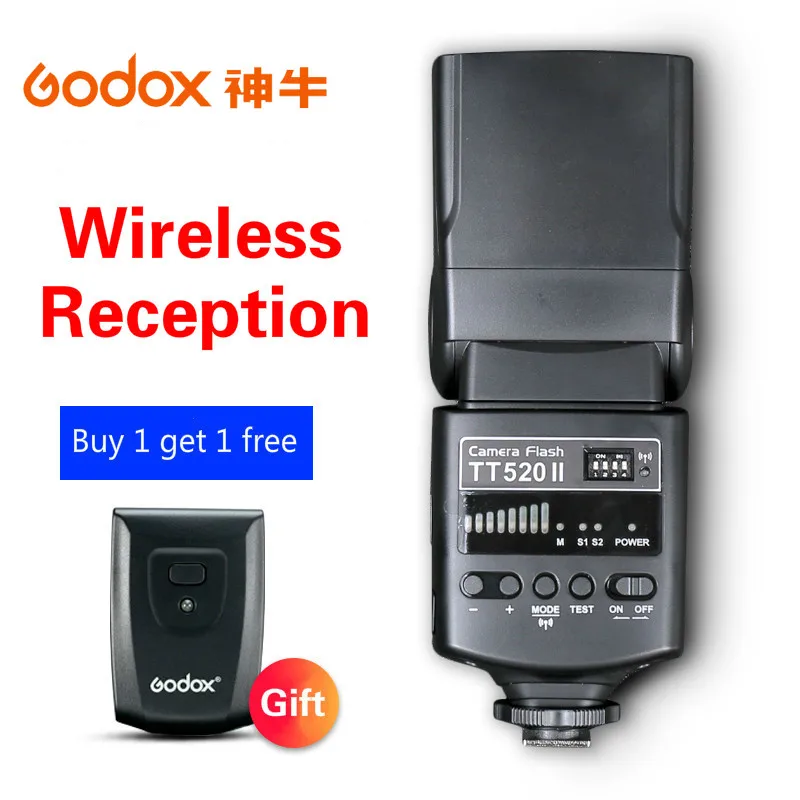 Вспышка для камеры Godox TT520II со встроенным беспроводным сигналом 433 МГц цифровых