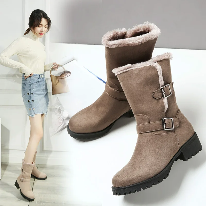 

Autumn And Winter New Style Low Heel Belt Buckle Casual Short Boots 40-43 Yards Cotton Boots