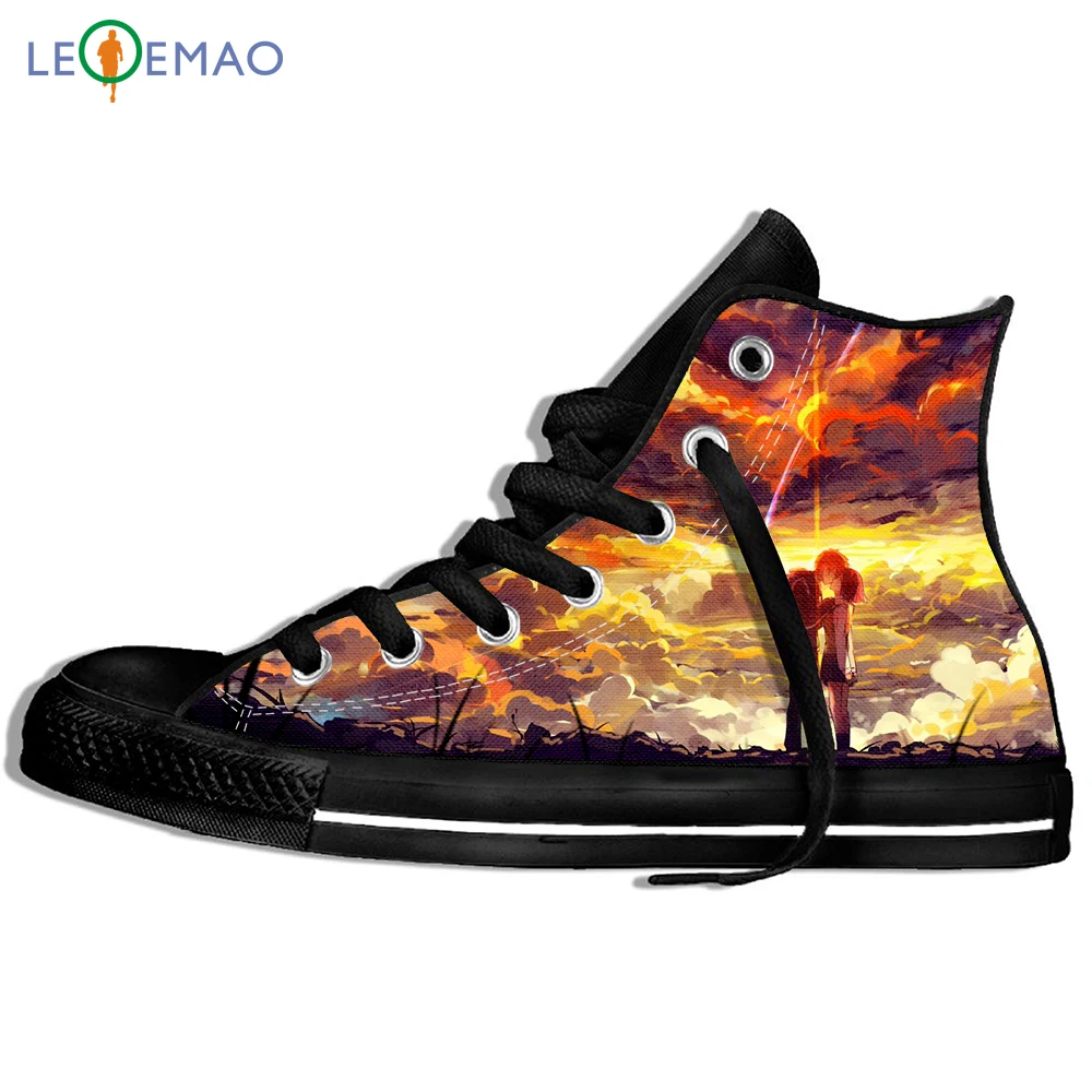 

Custom Image Printing Sneakers Anime Your Name Kimi No Na Wa Kawaii Cute Couple Hip Hop Unisex Hipster Good Quality Canvas Shoes