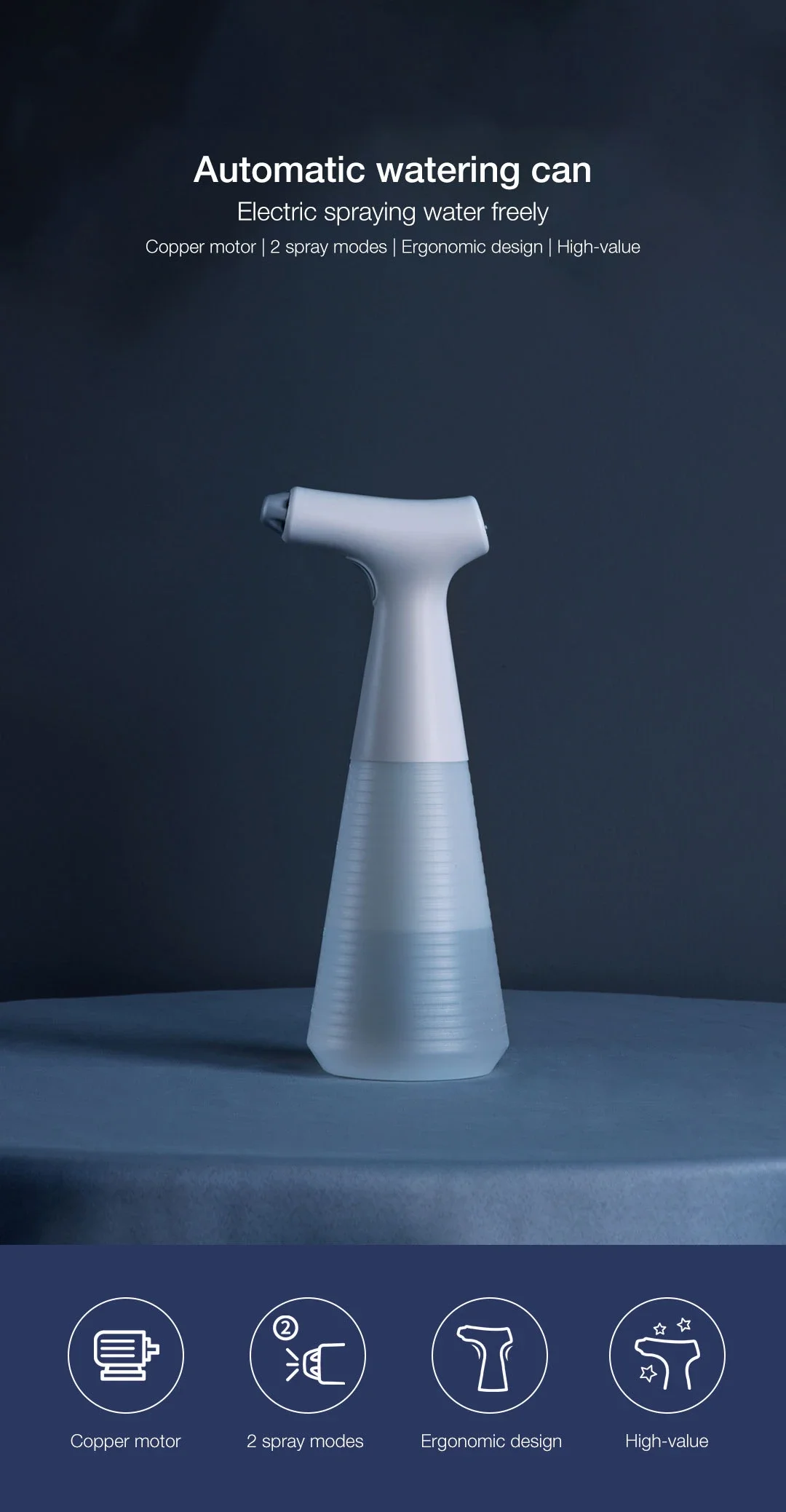 Xiaoda 550ML/900ML Electric Automatic Watering Can Two Spray Modes Adjuatable Disinfection Spray Bottle Garden Mister Sprayer