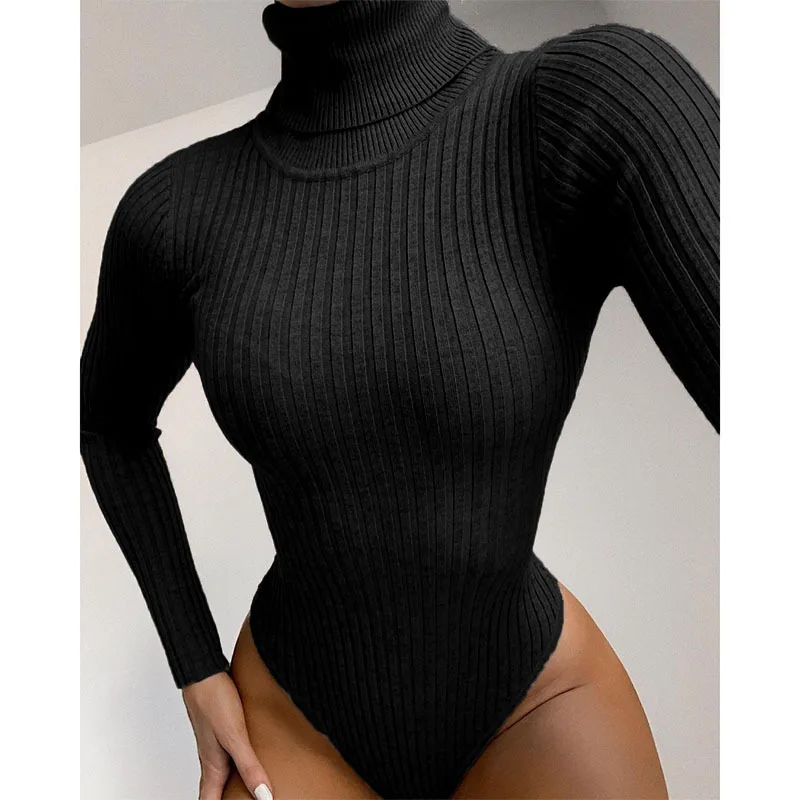 fishnet bodysuit Fall Winter Keep Warm Skinny Turtleneck Good Quality Solid Color Bodysuits Jumpsuit 2020 Women Long Sleeve Open Crotch Bodysuit black lace bodysuit