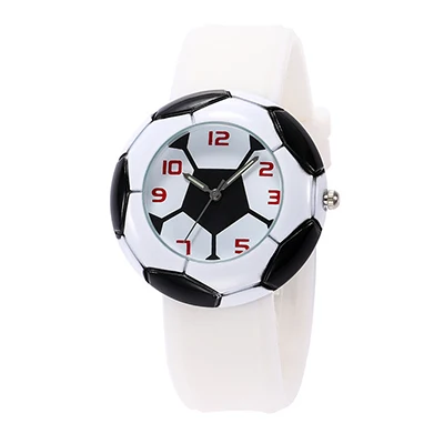 Модные кварцевые часы в форме футбола спортивные наручные часы мягкий силиконовый ремень футбольный Вентилятор Сувенир унисекс детские подарки - Цвет: Белый