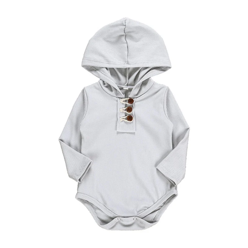 Autumn Infant Baby Girls Boys Jumpsuit Long Sleeve Solid Print Hoodie Kids Bodysuit Jumpsuit New Arrival - Цвет: B