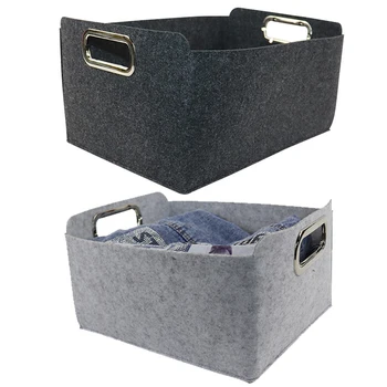 

Grey Foldable Felt Fabric Storage Box Toys Cosmetic Case Basket Desk Organizer Tidy Bathroom Laundry Basket Clothing Storage Box