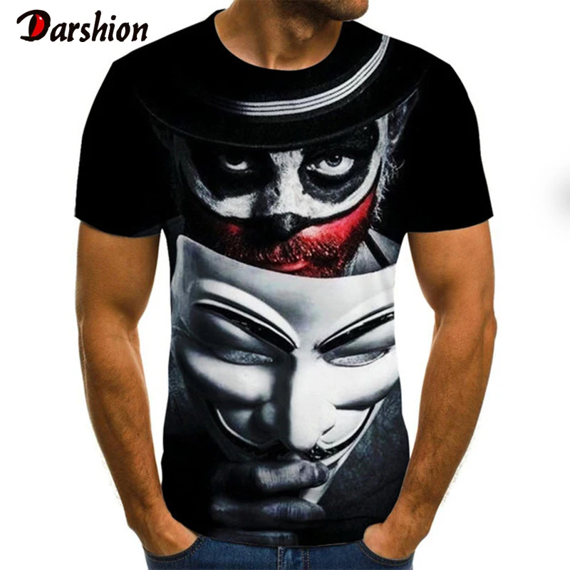 

2020 New Style Clown 3D Printed T Shirt Men 3D Joker Face Printing Male T-shirt Summer Funny T-Shirts Harajuku Tops Streetwear