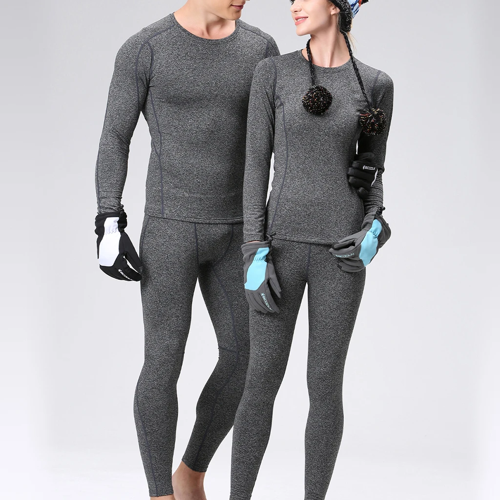 Warm Ski Underwear Set Fleece Long Johns Compression Base Layer Winter ...