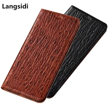 

Luxury ostrich pattern genuine leather phone case for Sony Xperia 10 Plus flip cover for Sony Xperia 10 magnetic flip case coque