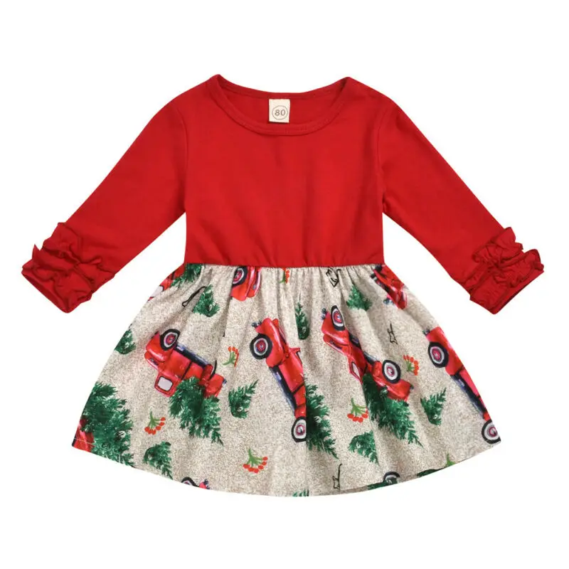 

Christmas Kid Baby Girl Ruffle Car Print Tutu Dress Xmas Princess Party Clothes 6M-5 Years