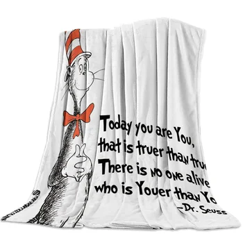 

A Sox Cat Wearing A High Hat Hand Drawn Dr.Seuss Bed Cover Blankets Coverlet Travel Throw Cover Hypoallergenic Minky Fleece