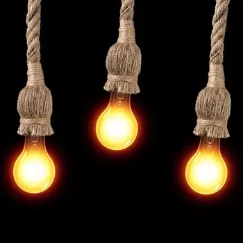 

E27 Retro Hemp Rope Knitted Chandelier Light Fittings Decoration Accessories