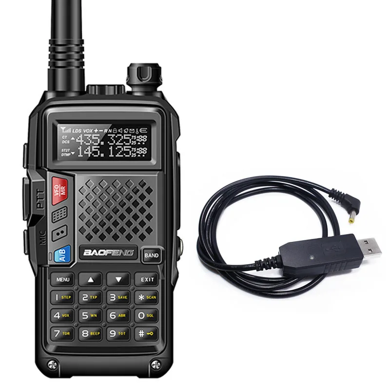 BAOFENG BF-UVB3 PLUS 8 Вт 8 Вт Высокая мощность UHF/VHF Двухдиапазонный 10 км длинный диапазон портативный ham Walkie Talkie несколько режимов зарядки - Цвет: black cable