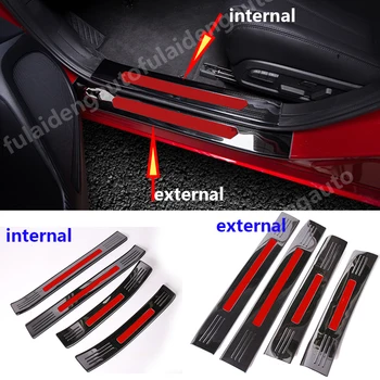 

4pcs For Mazda 6 M6 Atenza 2014-2018 Silver/Black titanium Door Sill Scuff Guard Plate Cover trim Car Styling Accessories