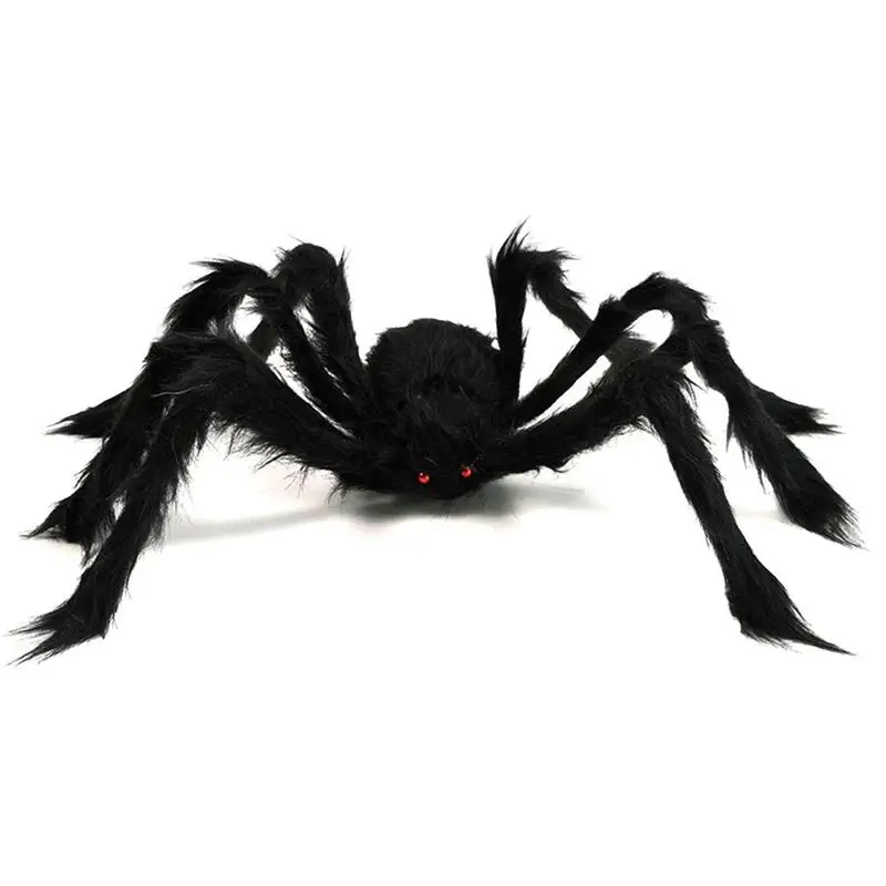 Halloween Giant Black Plush Spider Haunted House Indoor Outdoor Decoration Props 
