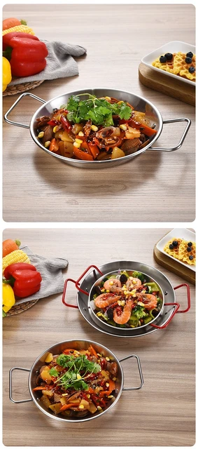 Spanish Paella Pan with Handle Stainless Steel Durable Seafood Snack Plate  Kitchen Non-Stick Frying Pans Cooking Pots - AliExpress