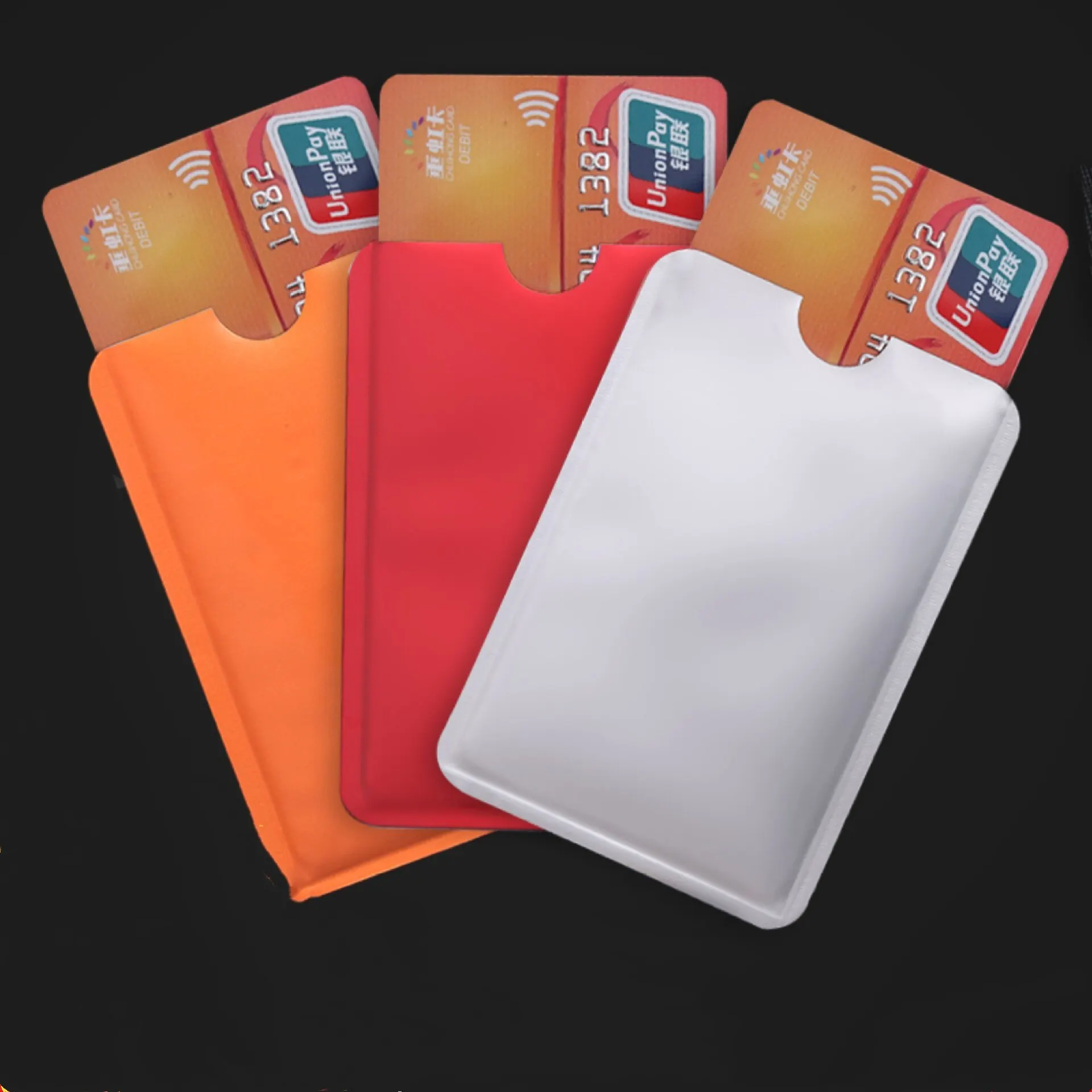 10 unids/set Color Anti-magnético Banco de Crédito tarjeta manga Protector de papel de aluminio Anti-escanear tarjeta titular de la tarjeta de Control de acceso guardián
