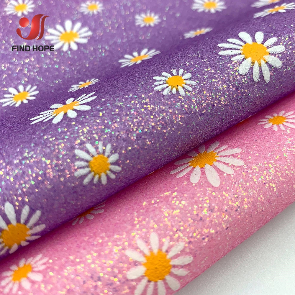 Roll 20*120CM Glow in the dark Daisy Floral Printed Fine Glitter