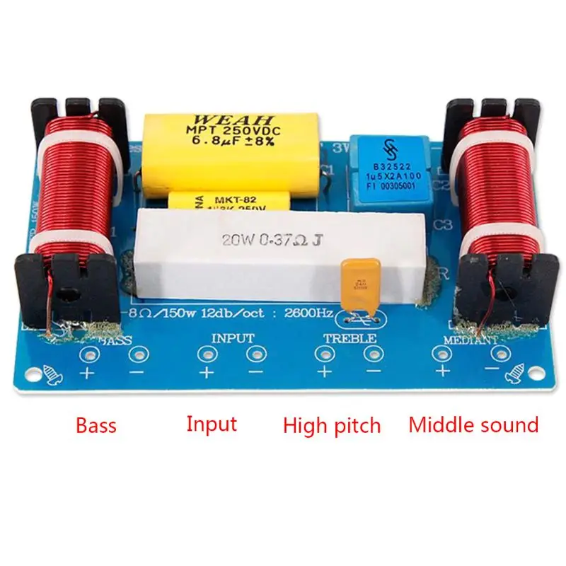 WEAH-338 3 Way 120W Speaker Audio Frequency Divider Loudspeaker Crossover Filter 95AF