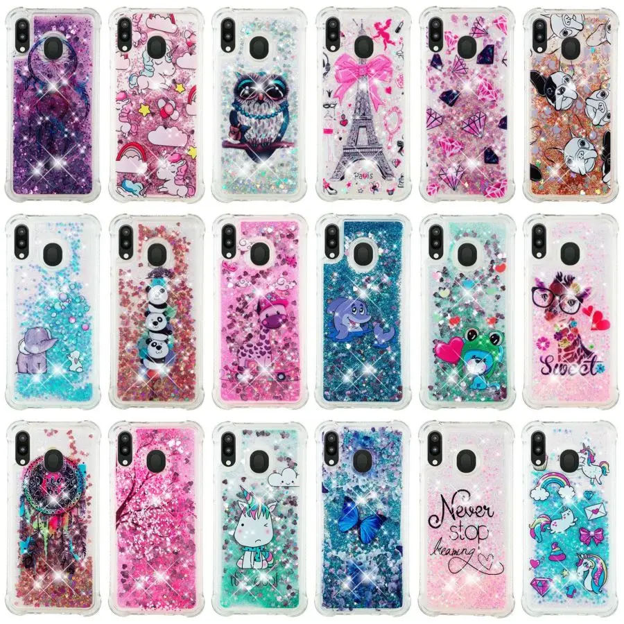 Cute Phone Case For Coque Samsung Galaxy A10 M10 M20 S10 S10E S9 S8 A6 A7 A8 j2 j4 j6 j7 j8 2018 Back Cover liquid Fundas D03Z | Мобильные