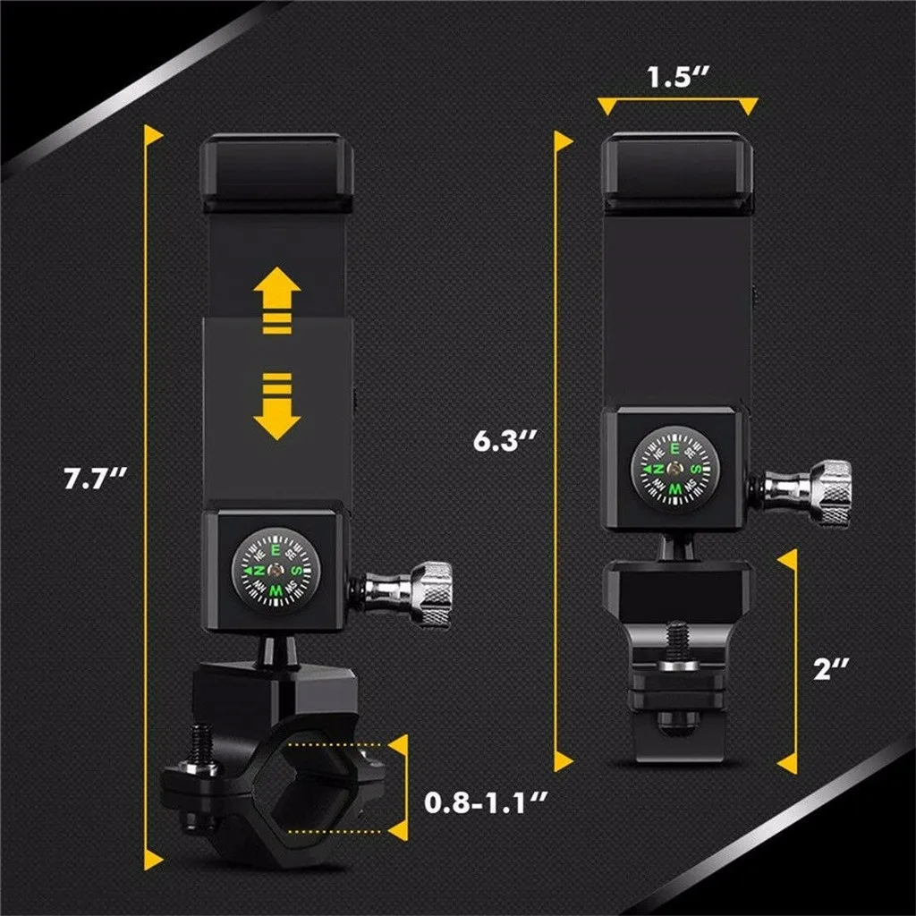 Soporte Bicicleta, вращающийся на 360 ° держатель для телефона на велосипед, мотоцикл, кронштейн со светодиодными лампами и компасом, автомобильные аксессуары