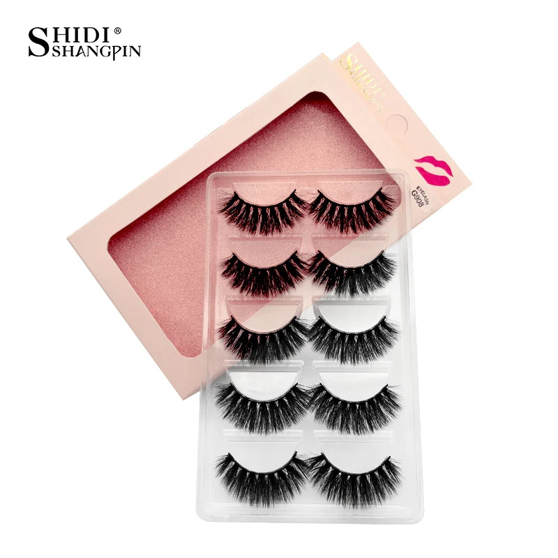 G908A SHIDISHANGPIN makeup false eylashes extension 1 box 3d mink fake lashes 5 pairs lashes mink eyelashes natrual make up maquiagem - Цвет: G908A