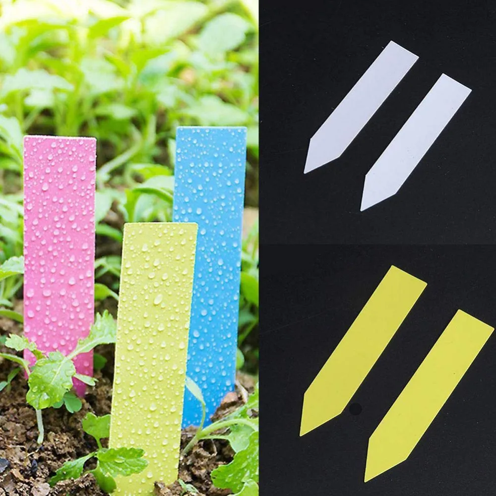 100Pcs Garden Plant Labels Plastic Plant Tags Nursery Markers Flower Pots Seedling Labels Tray Mark Tools Mix Colors