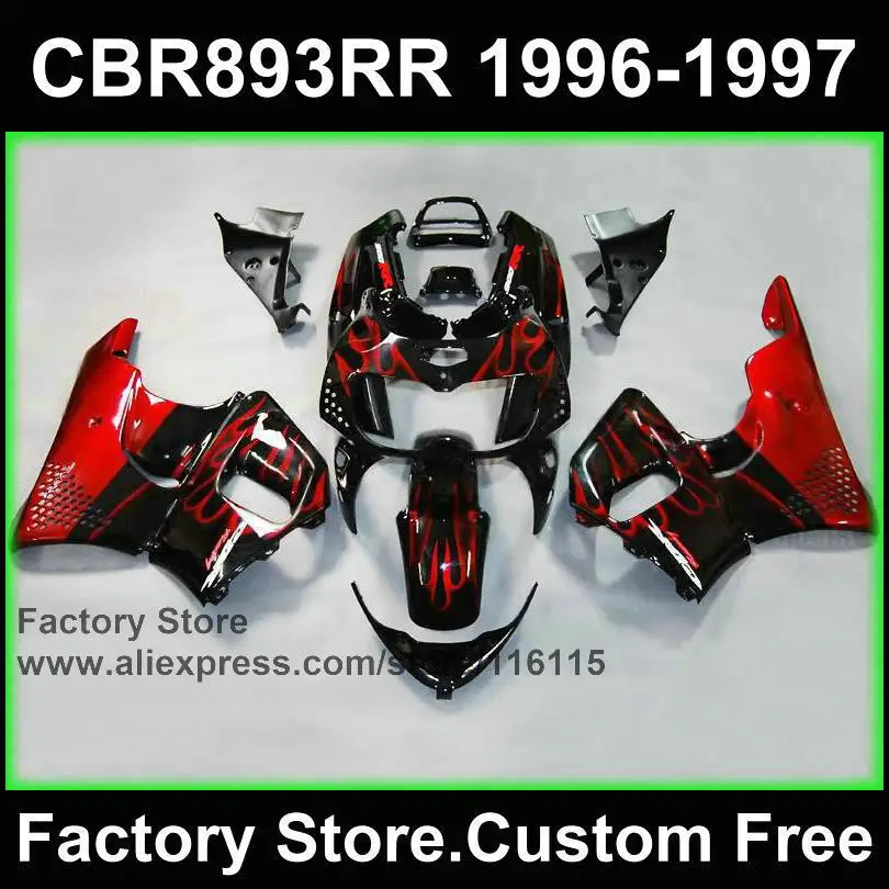 Сменный комплект обтекателей для HONDA 1996 1997 CBR900RR 893 CBR 893RR 96 97 fireblade с красным пламенем Сменные Обтекатели | Накладки и декоративные молдинги -4000108346035