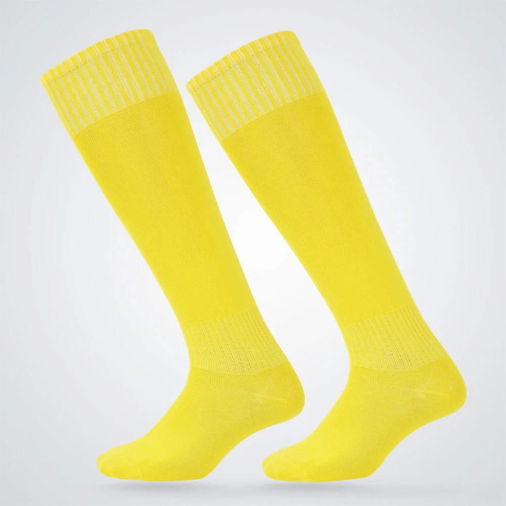 Твердые регби Бейсбол выше колена спортивные бедра высокие полиэстер спортсмена мужские чулки утолщенная Нижняя футбольные носки хоккейные Длинные - Цвет: Цвет: желтый