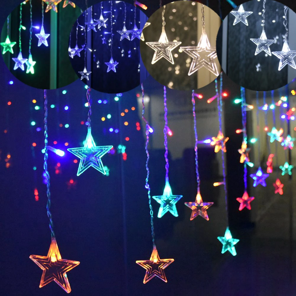 

LED Curtain Light LED Star String light Waterproof Christmas Light Outdoor Christmas Curtain Light Holiday Party Fairy Light D35