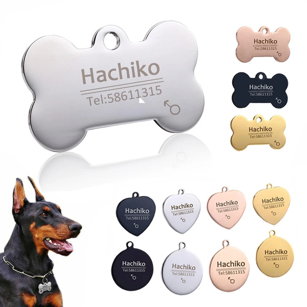 Personalized Dog Stainless Steel Name Engraved Id s For Dog Collar Anti Lost Pet Nameplate Pendant For Pitbull Labrador Id s Aliexpress