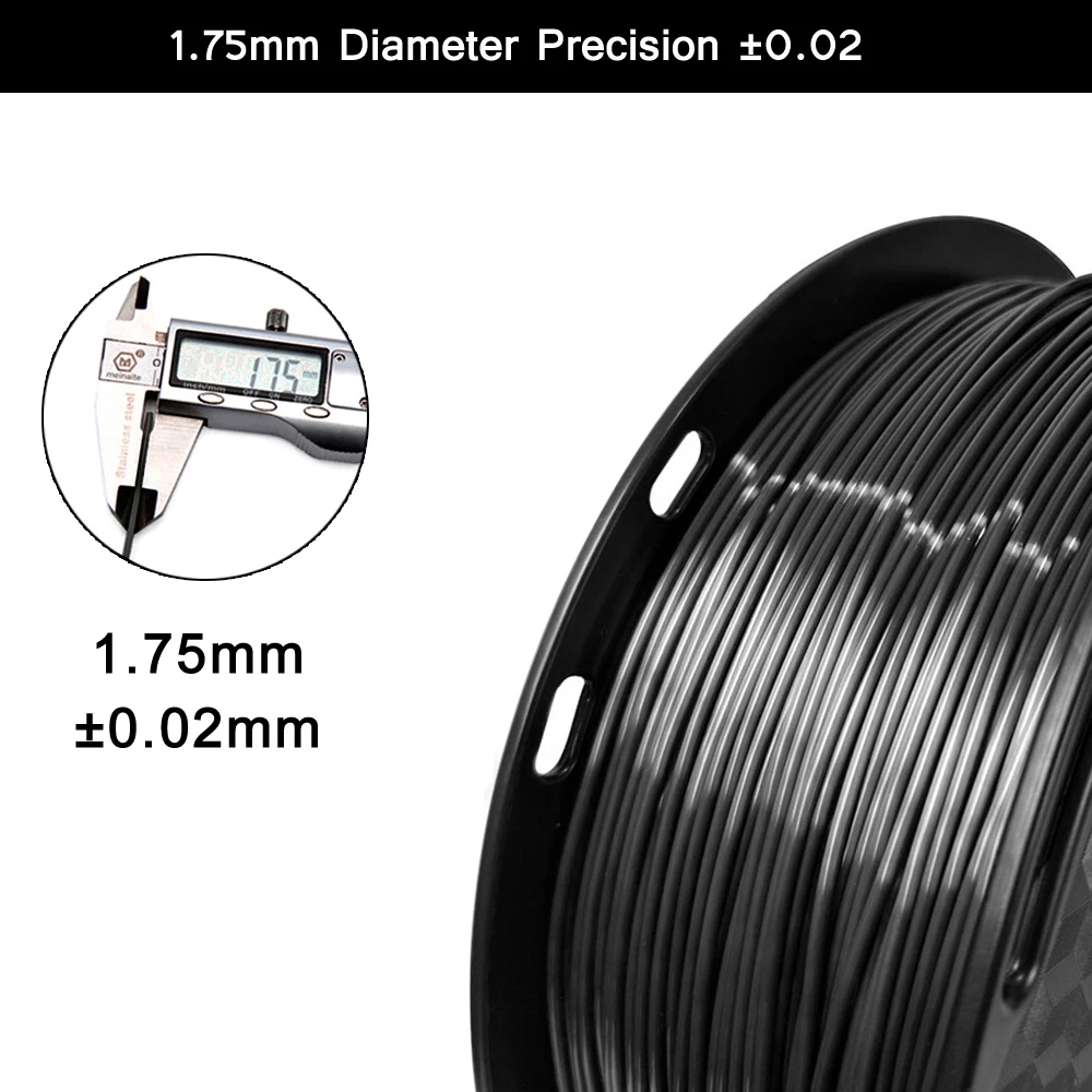 24 6 3D Printer Filament 1.75mm SILK PLA shiny BLACK