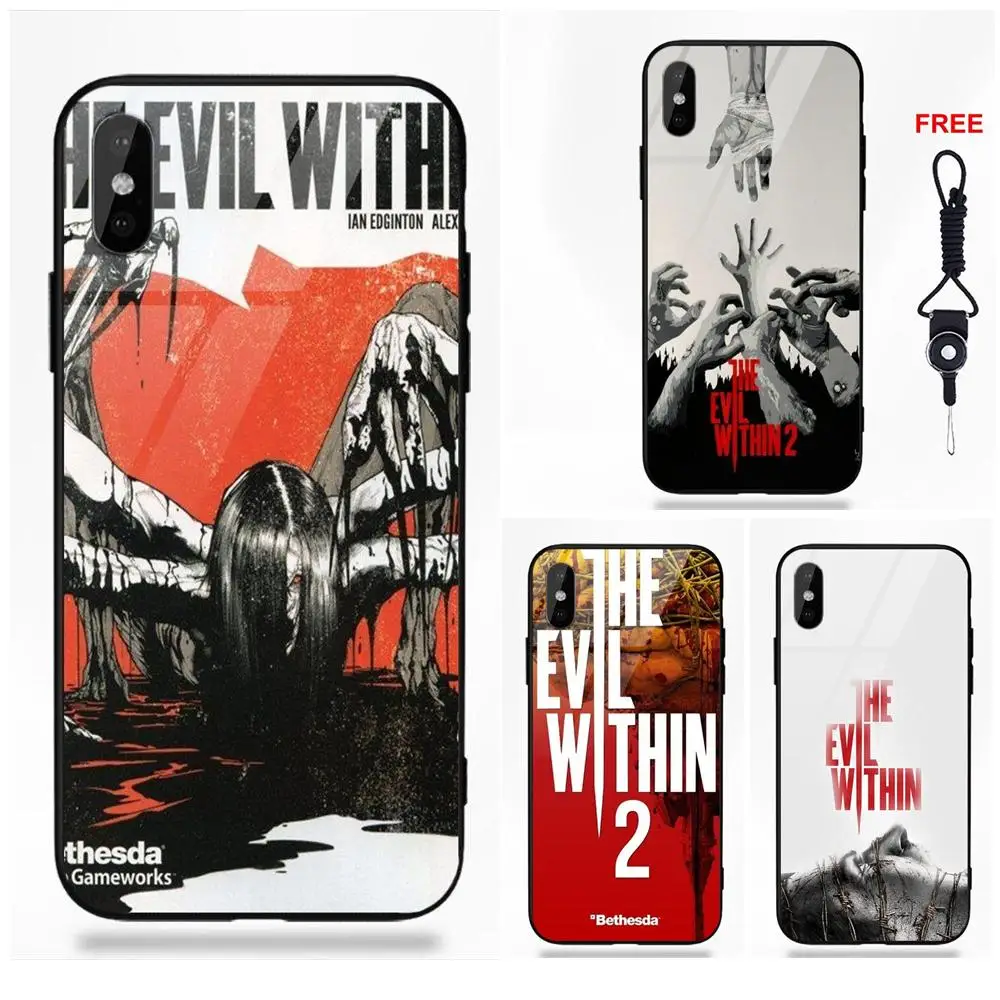 

The Evil Within 2 For Apple iPhone 5 5C 5S SE 6 6S 7 8 Plus X XS Max XR High Quality Soft TPU Frame Tempered Glass Phone Case