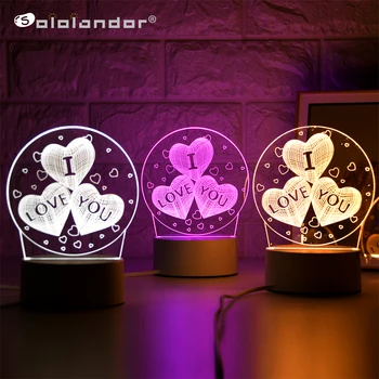 Nieuwe I Love U 3D Lamp Creatieve 3 Kleuren Night Lights Novelty Illusion Night Lamp Illusion Tafellamp Voor Thuis decoratieve Licht