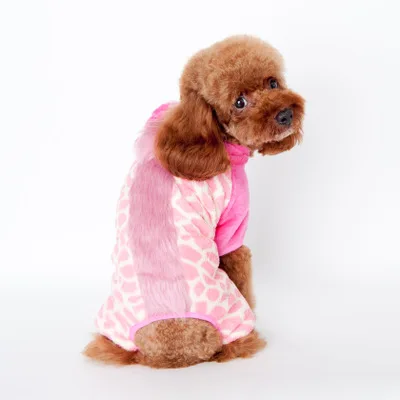 Pink Одежда с принтом в виде собак зимние теплые коралловый флисовый, для питомца Костюмы свитер щенок свитер для котов пальто для маленьких собак Тедди Толстовка для чихуахуа костюм - Цвет: Pink