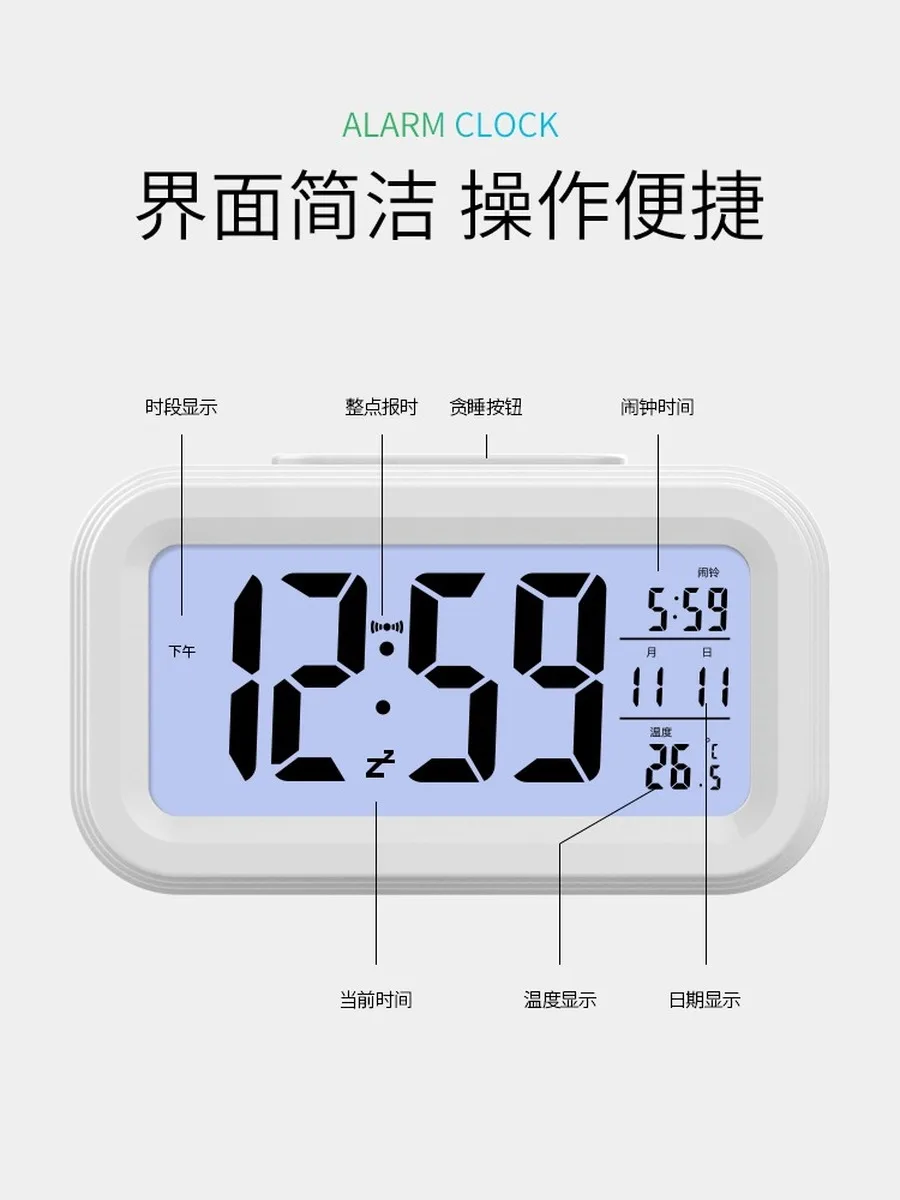 Led Alarm Clock Temperature Humidity Digital Electronic Clock Led Sveglia Led Wekker Kind Bedroom Bestselling New 50nz011