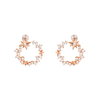 

New Arrival Star Hollow Hoop Earrings for Women Girls Exaggerated Earring Temperament Rhinestone AAA Zircon Party Jewelry