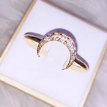 

Classic Golden Moon Ring Personality Simple Luxury Lady Ring Free Girlfriend Fashion Romantic Jewelry Gift Free Shipping