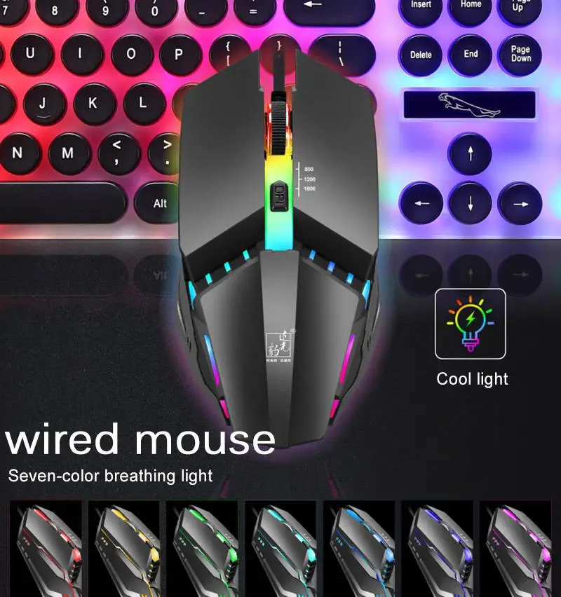Профессиональная эргономичная проводная мышь для геймеров, USB Красочный светодиодный светильник, компьютерная мышь 1600 dpi, оптическая мышь для ноутбука, ПК, D10
