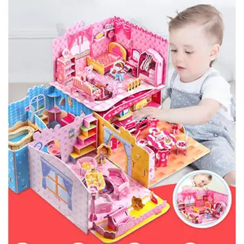 

Birthday Gift Children 3D Puzzle Cartoon Building Blocks Kids Castle Garden Boys Girls Educational Toy Assembly Game
