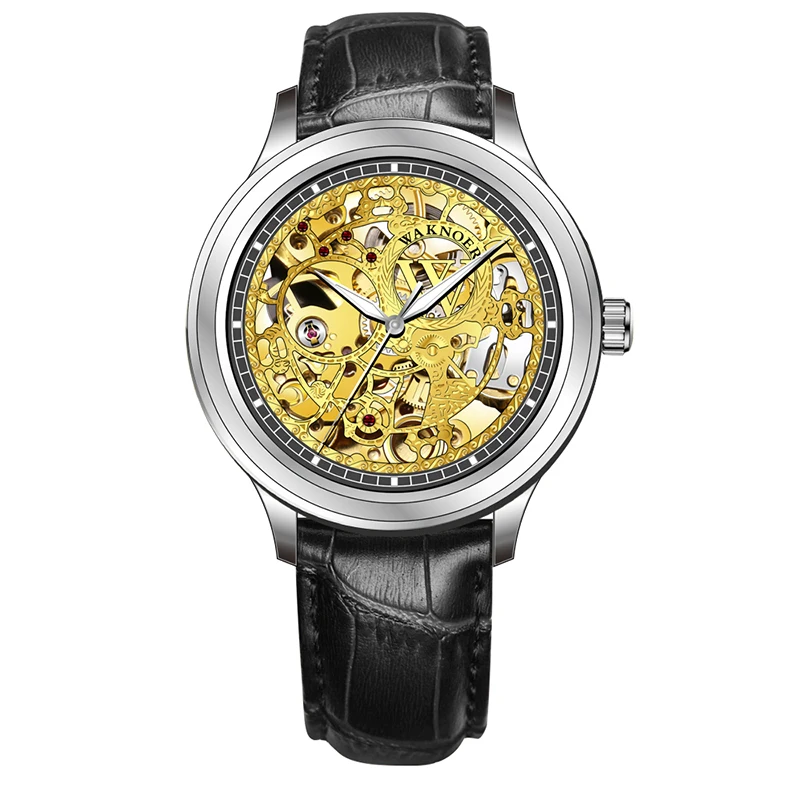 

WAKNOER Men Watch Mechanical Luxury Fashion Leather Sport Watch Men Waterproof Automatic Watch Male Clock Relojes Hombre 2019