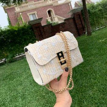 

Women's bag small bag 2020 new summer lace popular high-level tide woven chain messenger bag wild small square bag