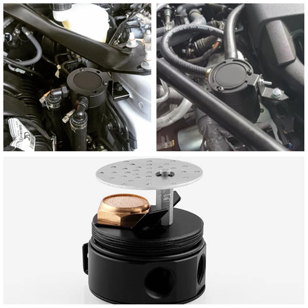 

2 Port Universal Compact Baffled 2-Port Aluminum Oil Catch Can Reservoir Tank Oil Catch Can Fuel Tank Parts Two hole breathable